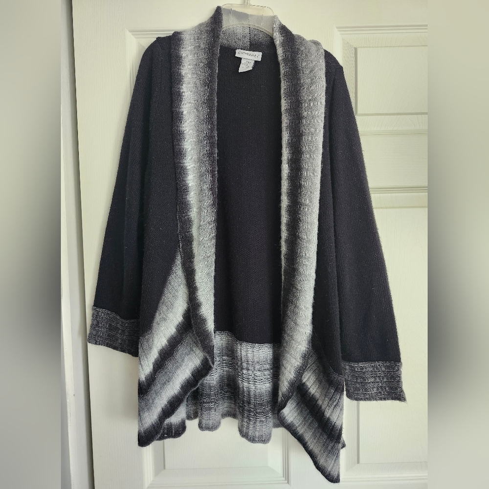 Black and Gray Open Cardigan